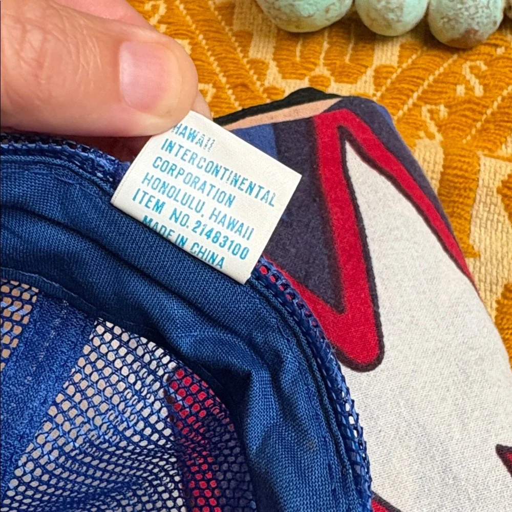Vintage Hawaiian Headwear Hawaii Hang Loose Blue Corduroy Trucker Hat